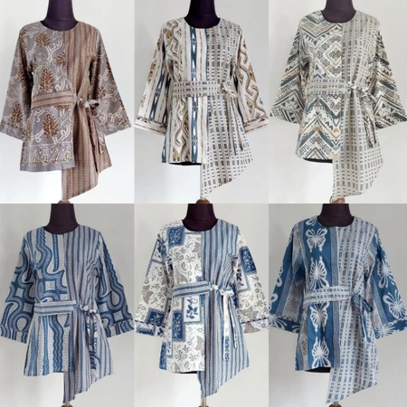 Batik Wanita ASJ SA HRB026 Kenongo Kemeja Tosca Pendek