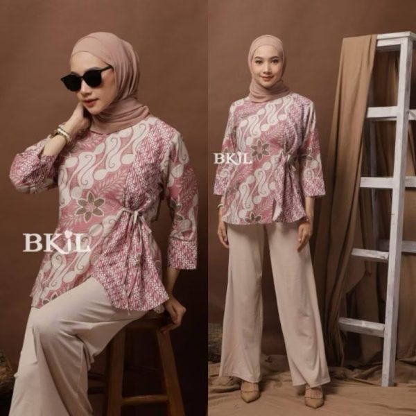 Baju Batik wanita ASJ SA HRB026 Kenongo Kemeja Tosca Pendek Batik terbaru